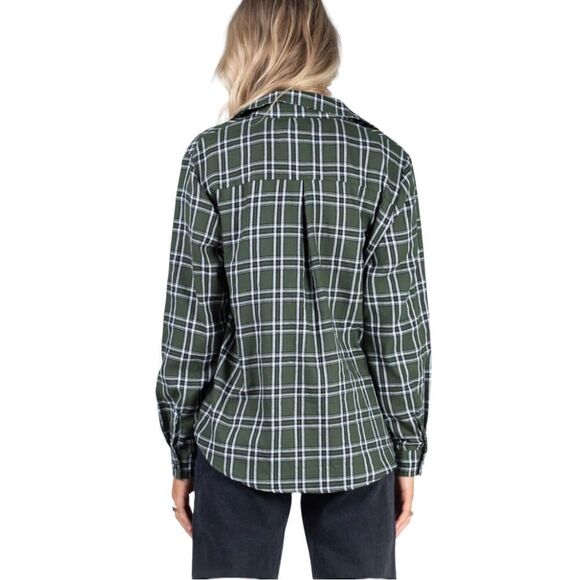 Princess Polly Exclusive Nora Shirt Plaid Forest Green Ladies Size US Size 2 - Picture 8 of 9